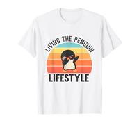 Penguin Lover Gift Living The Chill Life with Sunset Vibes T-Shirt
