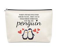 Penguin Lover Gifts Makeup Bag for Girlfriend Anniversary Wedding Gifts for Her Wife Women Romantic Gift Couple Newly Birthday Christmas Valentines Mothers Day Cosmetic Bag Present for Her Wife
