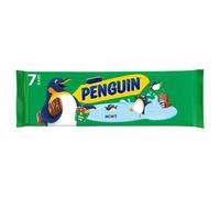 Penguin Mint Biscuit Bar, Chocolate and Mint Flavour Cream Filled Biscuit Bars with Milk Chocolate Coating, 7 x 24.6g