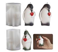 Penguin Mold Heart Soap & Candle Mold - Silicone 3D Molds for Candy & Home Decor - Resin Casting & Making Molds