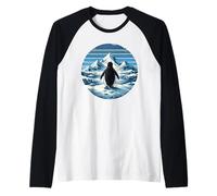 Penguin Mountain Journey Retro Arctic Adventure Vibe Raglan Baseball Tee