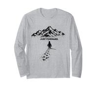 Penguin Mountain Just Forward Snow Inspirational Mindset Long Sleeve T-Shirt