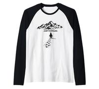 Penguin Mountain Just Forward Snow Inspirational Mindset Raglan Baseball Tee