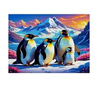 Penguin Mountain Sunset 1000pcs Mini Puzzle For Family Premium Paper | 70x50cm Cardboard Home Decor Smooth Surface Birthday Gift Mind Relaxation