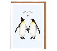 Penguin Mr & Mrs Wedding Day Card - 'Mr & Mrs' - Card for Her - Card for Him