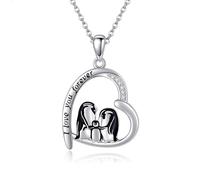 Penguin Necklaces 925 Sterling Silver Heart Penguin Family Pendant Necklace Penguin Jewelry Daughter in Law Gifts for Women Girls Mother Penguins Lover
