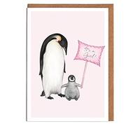 Penguin New Baby Girl Card - 'It's a Girl' - Card for Her