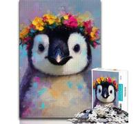 Penguin Oil Painting 1000 Piece Jigsaw Puzzles for Adults,Help The Brain Exercise Addictive Toys to Cultivate Patience A Work of Art 38x26cm