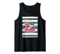Penguin on a Floating Flamingo Tank Top