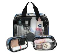 Penguin On Beach Travel Makeup Bag for Women Men, Cute Penguin Translucent Cosmetic Bags 3 Pcs Large Shower Wash Pouch Toiletry Cosmetic Toiletries Organizer