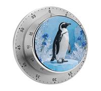 Penguin on Blue Ice Kitchen Timer 60 Minute Visual Wind Up Timers Indoor Mechanical Timers with Magnetic Base Stainless Steel Timer for Home Cooking Time Management Tool