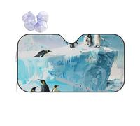 Penguin on the Iceberg Print Car Windshield Sun Shade, Foldable Foil Sun Shade Car Windshield Cover All Weather Universal Fit Auto Car Trunk SUV, 140x76 CM
