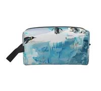 Penguin on The Iceberg Printed Makeup Bag Large Travel Cosmetic Bags Waterproof Cosmetic Case Toiletry Bag Organizer for Women Mom Girls