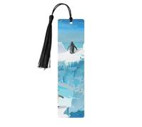Penguin on the Iceberg Printed Metal Bookmarks M - Black Lightweight Aluminium Book Marker for Books, Journals & Gifts, Ideal Book Lovers, Holiday Decor & Crafts