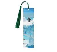 Penguin on the Iceberg Printed Metal Bookmarks M - Dark Green Lightweight Aluminium Book Marker for Books, Journals & Gifts, Ideal Book Lovers, Holiday Decor & Crafts