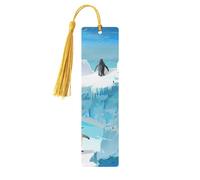 Penguin on the Iceberg Printed Metal Bookmarks M - Gold Lightweight Aluminium Book Marker for Books, Journals & Gifts, Ideal Book Lovers, Holiday Decor & Crafts