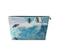 Penguin on The Iceberg Printed Travel Cosmetic Bags with Silver Zipper Makeup Organizer Cosmetic Case Toiletry Bag for Women Mom Girls