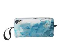 Penguin on The Iceberg Printed Travel Makeup Bag Portable Cosmetic Bag Makeup Case Toiletry Handbag Organiser for Women