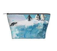 Penguin on The Iceberg Printed Travel Makeup Bag Trapeze Cosmetic Bag Makeup Case Toiletry Bag Organiser for Women
