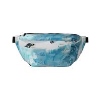 Penguin on The Iceberg Printed Waist Bag Adjustable Bum Bag Lightweight Travel Waist Fanny Pack Belt for Walking Cycling Hiking Travel