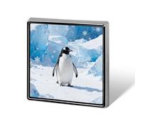Penguin on White Ice Lapel Pin Brooches Square Fashion Brooch Pin Cute Button Badges Alloy Button Pins Enamel Pins Metal Pinback for Hat Shirt Clothing Bags