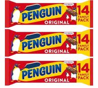 Penguin Original Family Pack, Chocolate Cream Filled Biscuit Bars, Milk Chocolate Coating, 344g, Pack of 14 Each, Pack Of 3