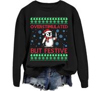 Penguin Overstimulated But Festive Sweatshirt Ugly Christmas Penguin Sweatshirt Unisex Black