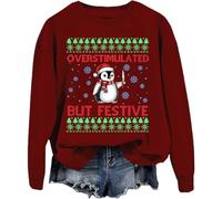 Penguin Overstimulated But Festive Sweatshirt Ugly Christmas Penguin Sweatshirt Unisex Claret