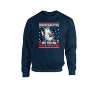 Penguin Overstimulated But Festive Ugly Christmas Sweatshirt, Funny Christmas Jumper, Unisex Adults And Kids Top(M, Navy)