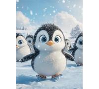Penguin Paint by Numbers for Adults,Animal Painting by Numbers Kits Children or Beginner,DIY Canvas Adult Crafts Oil Painting with Paint Brushes Acrylic Drawing Paintwork 30x50cm Frameless E1-721
