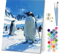 Penguin Paint by Numbers for Adults, Arctic Painting by Numbers for Adults Kits On Canvas, Easy DIY Acrylic Pigment Drawing Paintwork, Hobbies for Women, for Home Wall Decor Gifts 20x26 inch I-3637