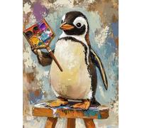 Penguin Paint by Numbers for Adults, Cute Painting by Number Canvas Kits Without Frame, Easy DIY Acrylic Painting for Kids Beginners, Home Wall Decor, Gifts for Women, 45x60 cm/18x24 inch-#492k