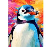 Penguin Paint by Numbers for Adults DIY Paint by Numbers Animal for Beginners Painting by Numbers on Canvas DIY Acrylic Paints Set Paint by Numbers Kits for Adults Women's for Gifts and Decor 16x20in