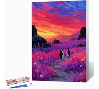 Penguin Paint by Numbers for Adults, Landscape Adult Paint by Numbers Canvas Kits, Hobbies for Adults Women, DIY Color Oil Painting Acrylic Painting for Beginners, Gifts, Decor 12x16 Inch -WX25103
