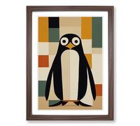 Penguin Painting Patchwork Framed Print | A2 Walnut Framed Wall Art | Ready to Hang | Modern Historical Picture | Living Room Bedroom Lounge Office
