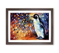 Penguin Painting Vol.1 Abstract Framed Print | A4 Walnut Framed Wall Art | Ready to Hang | Abstract Historical Picture | Living Room Bedroom Lounge Office