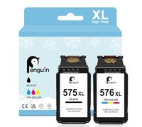 Penguin PG-575XL CL-576XL for Canon 575 XL 576 XL for TR4755i TS3750i TS3751i TS3550i TS3551i TS3752i TR4756i TR4750i TR4751i Black and Colour Printer Ink Cartridge Replacement