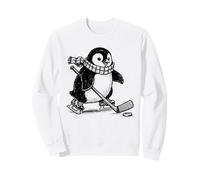 Penguin Playing Hockey Cute Winter Sports and Animal Retro Sweatshirt