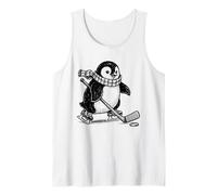 Penguin Playing Hockey Cute Winter Sports and Animal Retro Tank Top