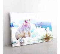Penguin & Polar Bear Canvas Wall Art Print 30x20 Inch | Ready to Hang, Gallery Wrapped, Fade-Resistant Inks, Securely Packaged, UK Made