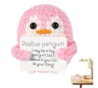 Penguin Positive Penguin Toy with Positive Card, Positive Penguins Plush Handmade | Adorable Collectible Penguin Toy, Crochet Penguin Doll, Penguin Pa