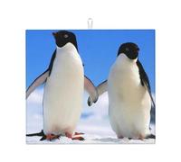 Penguin Print, Dish Drying Mat, 18x16 Inch Absorbent Microfiber Quick Dry Machine Washable for Dishes Pots Pans Glassware Coffee Bar Under Rack