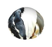 Penguin Print Double Layers Shower Cap Bathing Shower Caps Ladies Men Shower Caps Salon Home Use