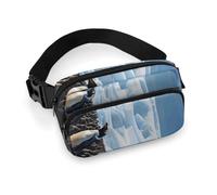 Penguin Print Fanny Pack Waterproof External Pocket Portable Waist Pack Outdoor Adjustable Strap Lightweight Waist Bag for Workout Traveling Casual Running Hiking Cycling