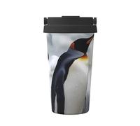 Penguin Print Insulated Coffee Tumbler, 500ml Leakproof Stainless Steel Travel Mug, Double Walled, Hot & Cold Drinks - Perfect for Commuting, Office, Home