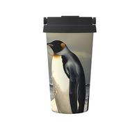 Penguin Print Insulated Coffee Tumbler, 500ml Leakproof Stainless Steel Travel Mug, Double Walled, Hot & Cold Drinks - Perfect for Commuting, Office, Home