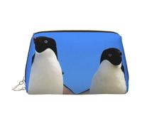 Penguin Print Makeup Bag Portable Leather Waterproof Cosmetic Bag Clutch Makeup Brush Bag (6.7x4.3in)