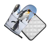 Penguin Print Oven Mitts And Pot Holders Sets 7"X11" Kitchen Essentials 2-Piece Set Bbq, Baking