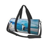 Penguin Print Round Duffel Bag, Canvas Overnight Travel Tote Bag, Waterproof and Tear-Resistant.Foldable Weekend Travel Bag