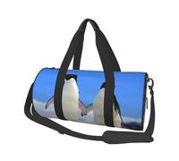 Penguin Print Round Duffel Bag, Canvas Overnight Travel Tote Bag, Waterproof and Tear-Resistant.Foldable Weekend Travel Bag